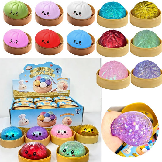 Glitter Dumpling Stress Relief Toy with Mini Steamer Box
