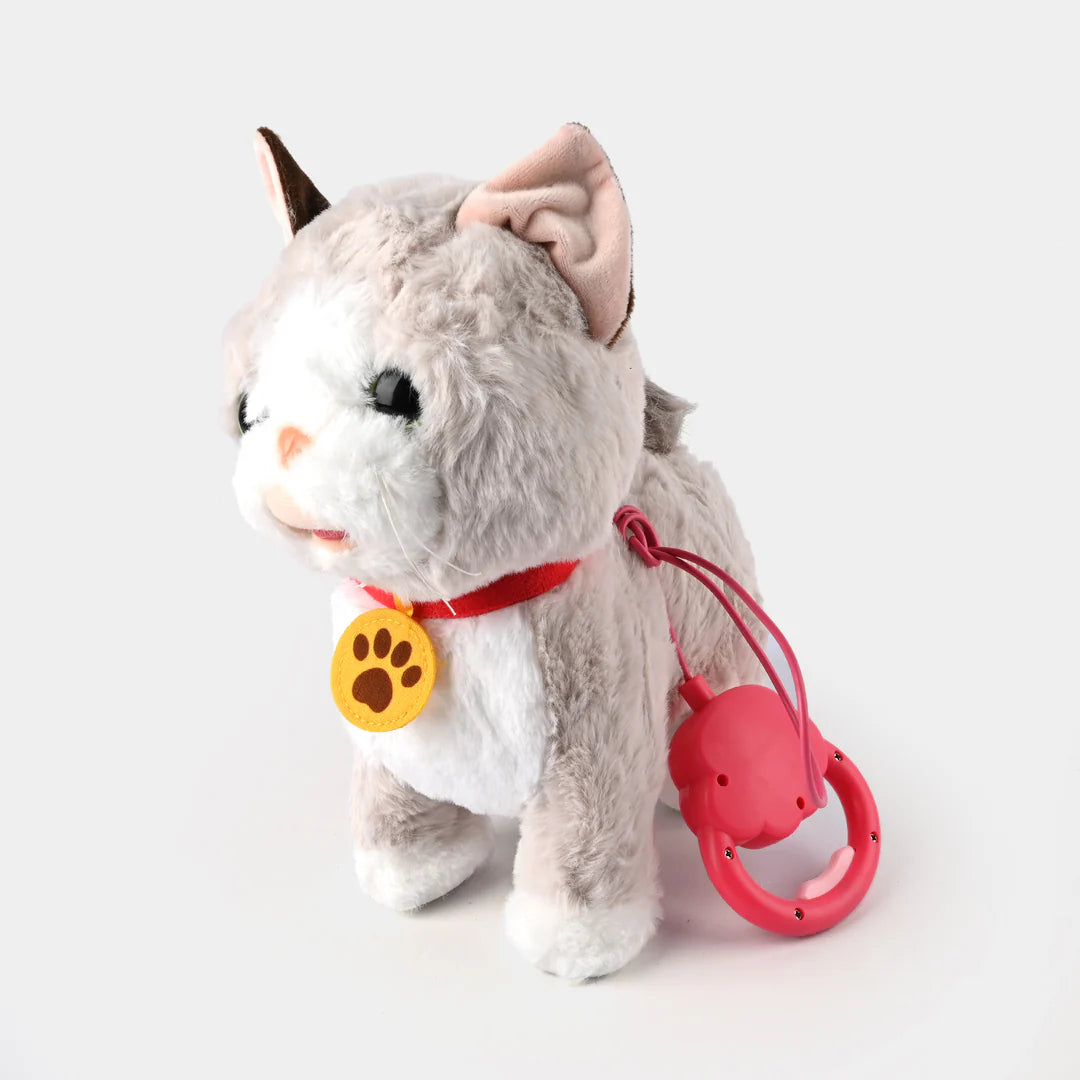 TLB Realistic Walking Cat Singing Toy -Electronic Plush Kitten Leash Cats Toy