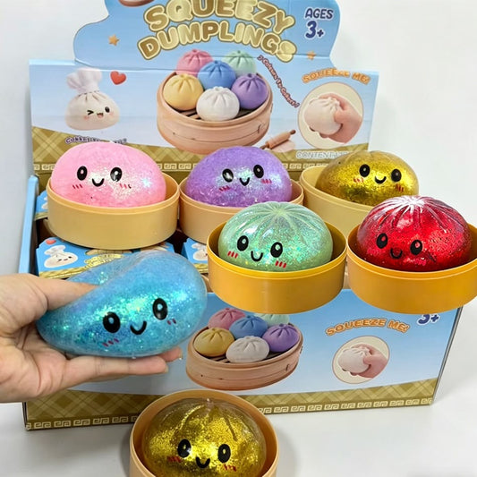 Glitter Dumpling Stress Relief Toy with Mini Steamer Box