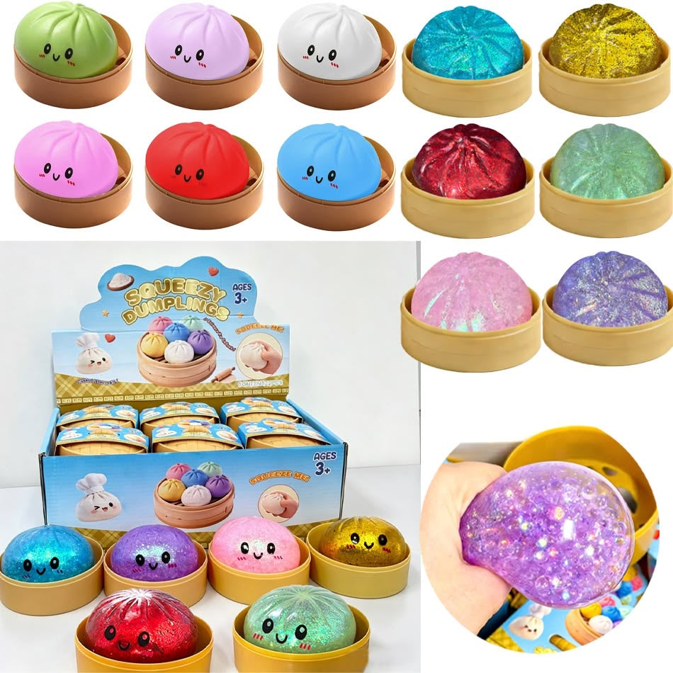 Glitter Dumpling Stress Relief Toy with Mini Steamer Box