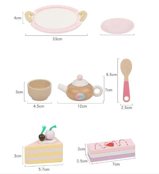 Kids Wooden Kitchen Tea Set Pretend Play-12 sets of Cakes