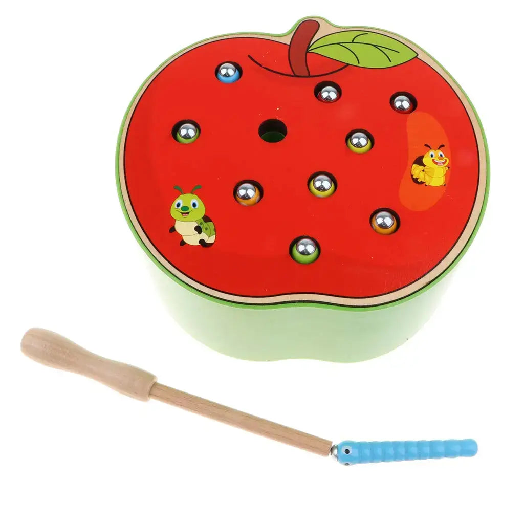 Montessori Apple Wooden Magnetic Caterpillar Toy-TLB