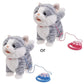 TLB Realistic Walking Cat Singing Toy -Electronic Plush Kitten Leash Cats Toy
