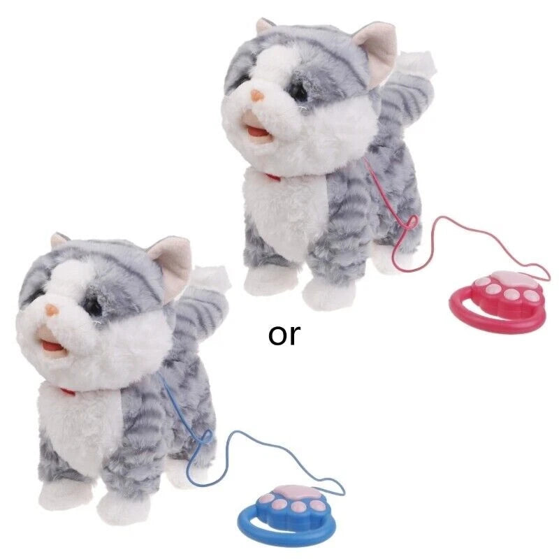 TLB Realistic Walking Cat Singing Toy -Electronic Plush Kitten Leash Cats Toy