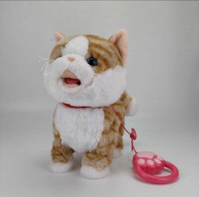 TLB Realistic Walking Cat Singing Toy -Electronic Plush Kitten Leash Cats Toy
